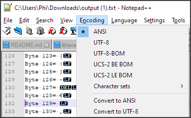Demonstration. Byte 129 appears to be missing inside a text file, but if you use the caret, you have to tap the arrow keys twice to move past it.
